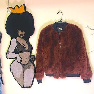 Say What? Faux Fur Bomber Jacket Burgundy Wine Red